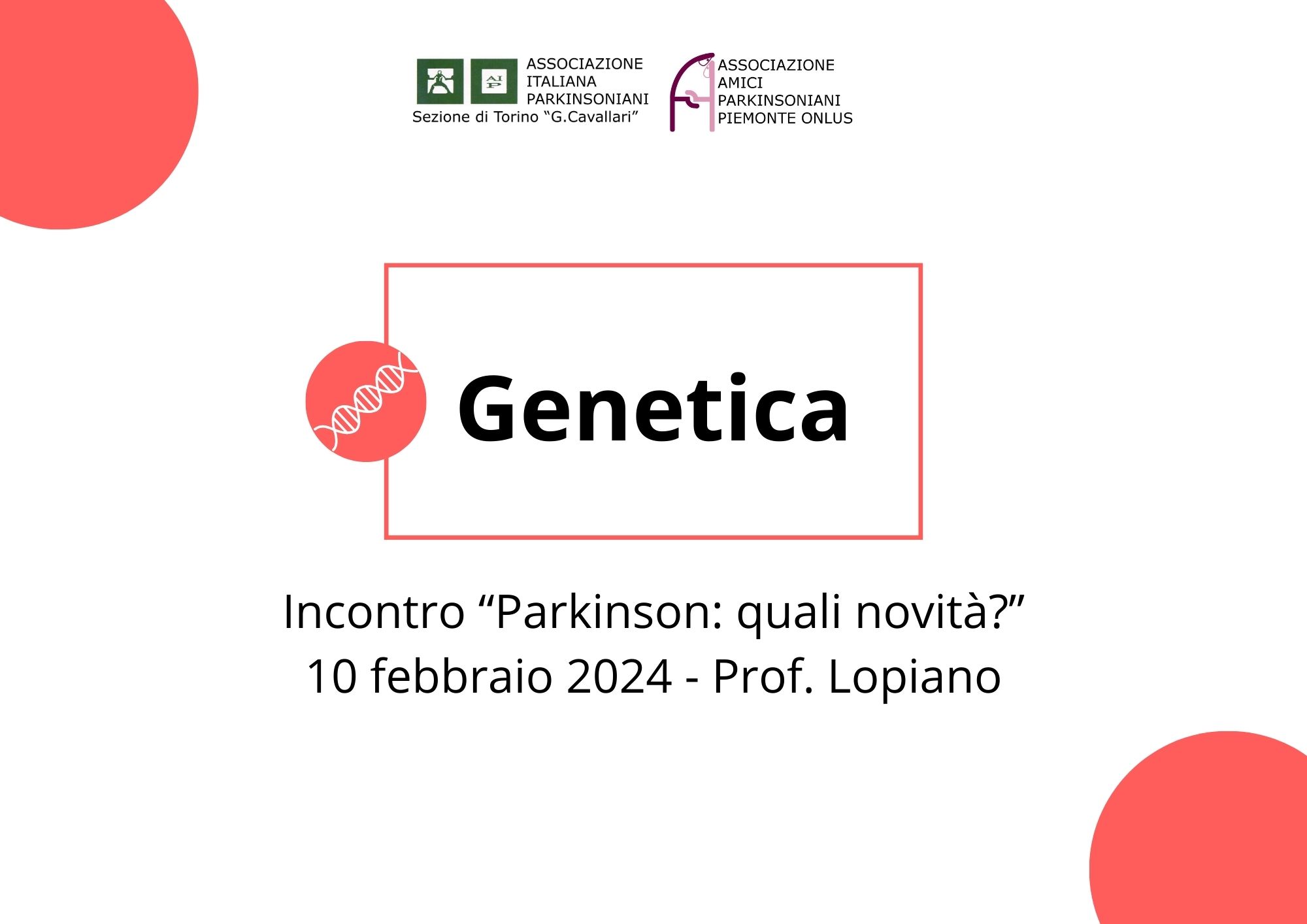 Incontro Parkinson quali novità 10 febbraio 2024 Dott. Lopiano